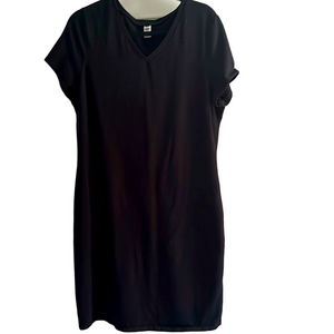 Old Navy Black V-Neck T-Shirt Dress Midi Dress
